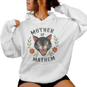 Mother Of Mayhem Mom Cat Mother Of Mayhem Cat Flower Women Hoodie - Thegiftio UK