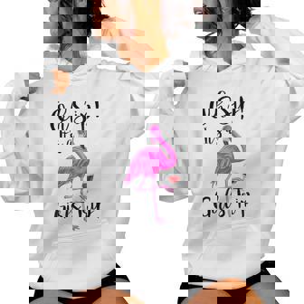 Ohip It's A Girls Trip Cute Pink Flamingo Red Wine Women's Kapuzenpullover für Damen - Seseable