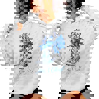 Am I Okay Boot Western Texas Cowgirl Coquette Bow Girl Women Hoodie - Monsterry