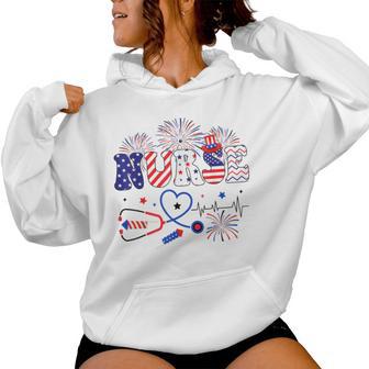 Patriotic Nurse Independence Day American Nurse 4Th Of July Women Hoodie - Thegiftio UK