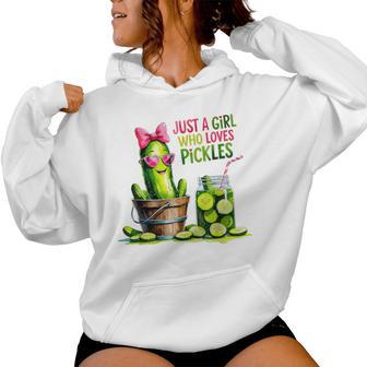 Pickle Just A Girl Who Loves Pickles Food Lover Women Hoodie - Thegiftio UK