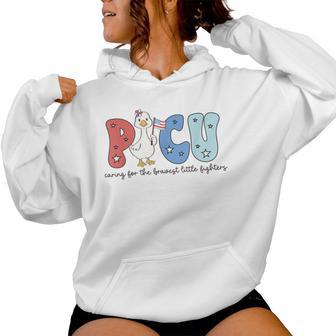 Picu Caring For The Bravest Little Fighters Nurse 4Th July Women Hoodie - Thegiftio UK