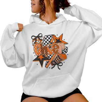 Preppy Cheer Game Day Cheer Mom Cheerleader Go Cheer Orange Women Hoodie - Thegiftio UK