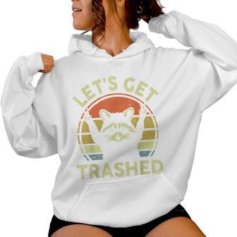 Raccoon Lets Get Trashed Sarcastic Graphic Women Hoodie - Thegiftio UK
