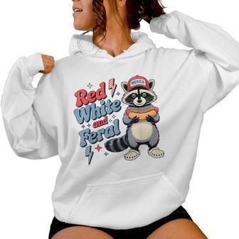 Red White And Feral Raccoon 4Th Of July Boys Girls Women Hoodie - Thegiftio UK
