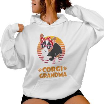 Retro Bandana Tricolor Corgi Dog Grandma Women Hoodie - Thegiftio UK