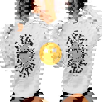 Retro First Grade Smile Face Back To School Teacher Student Women Hoodie - Thegiftio