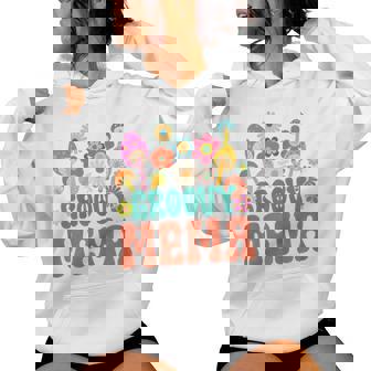 Retro Groovy Mema For Mother's Day Hippie Flower Women Hoodie - Monsterry