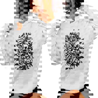 Skull Flower Rad Rock N Roll Graphic Retro レディースパーカー - Kawaiitshirt