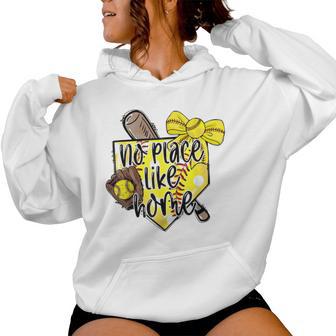 Softball No Place Like Home Sports Mom Retro Women Hoodie - Thegiftio UK
