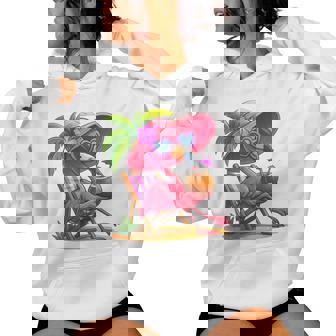 Summer Vibes Pink Flamingo Beach Palm Tree Summer Vacation Women Hoodie | Mazezy