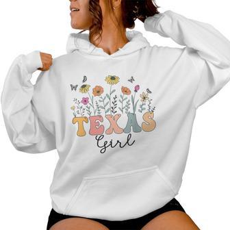 Texas Girl Wildflower Groovy Texas Lover Women Hoodie - Thegiftio UK