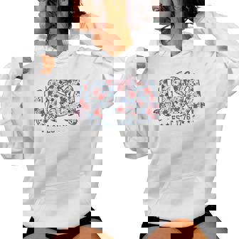 Usa Est 1776 Coquette Bow 4Th Of July Usa Floral Girl Preppy Women Hoodie | Mazezy