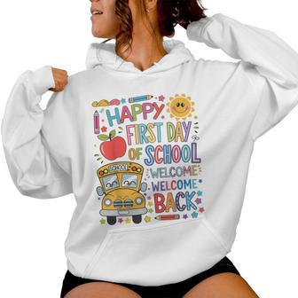 Welcome Back To School Happy First Day Teacher Bus Driver Women Hoodie - Thegiftio UK
