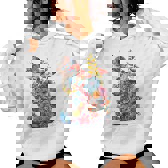 カラフル 花 猫 レディースパーカー - Kawaiitshirt