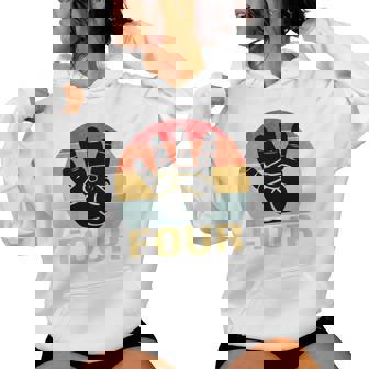 キッズ 4 歳の誕生日 4 つの指 私は 4 4 歳の男の子、女の子 レディースパーカー - Kawaiitshirt