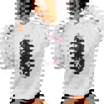 コケット リボン ニューファンドランド 犬 犬 ママ ピンクリボン 女の子 レディースパーカー - Kawaiitshirt