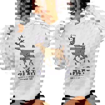 シカトhikato しかと 鹿 イラスト 簡単 鹿好き 鹿の十 鹿十 無視 シカトする 花札 言葉 おもしろ レディースパーカー - Kawaiitshirt