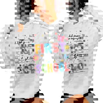 新学期 ハッピー 初日 学校 男の子 女の子 先生 レディースパーカー - Kawaiitshirt