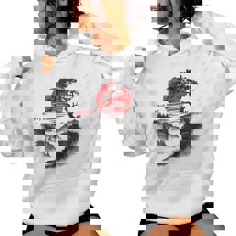 日本の木 赤い月 絵画 日本 夕日 男性 女性 レディースパーカー - Kawaiitshirt