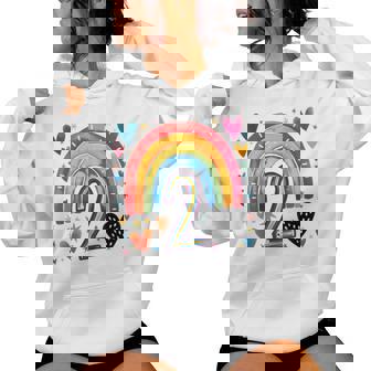私はもう2歳 女の子のためのかわいいレインボーバースデーデザイン レディースパーカー - Kawaiitshirt