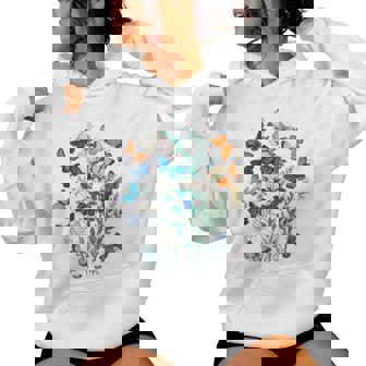 花 蝶々 かわいい フラワー 蝶 アート メンズ レディース 服 母 女性用 おしゃれ レディースパーカー - Kawaiitshirt