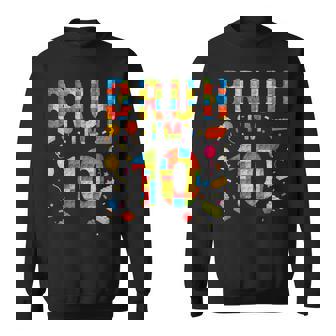 10 Year Old Building Blocks Bruh 10Th Birthday Boy Sweatshirt - Thegiftio