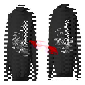 1Er Anniversaireoiture De Course Garçon 1 Drapeauoiture De Course Enfants Conduire Sweater e - Cadeauxyz