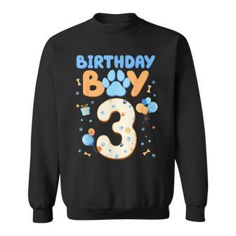 3Nd Birthday Boy Blue Dog Theme Party Two Cool 3 Year Old Sweatshirt - Thegiftio UK