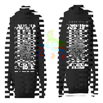 3Rd Birthday Monster Truck Young Wild And Three 3 Year Old Sweatshirt - Thegiftio