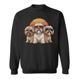 3匹のかわいい犬 ラサ・アプソ シーズー クール サングラス付き スウェットシャツ - Kawaiitshirt
