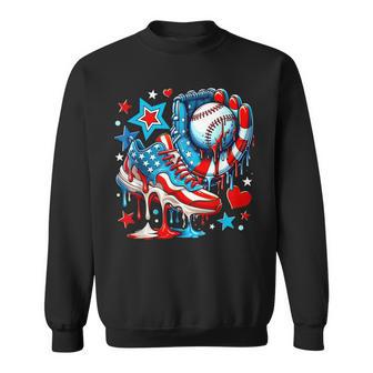 4Th Of July Baseball Drip Ice Cream Drip Youth Boys Baseball Sweatshirt - Thegiftio UK