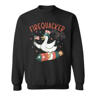 4Th Of July Fire Quacker Fireworks Goose Sweatshirt - Thegiftio UK