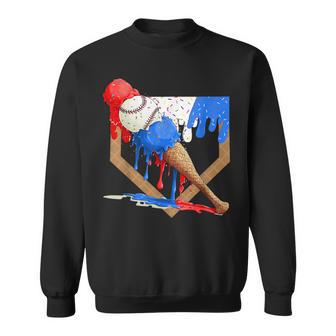 4Th Of July Red White And Blue Baseball Ice Cream Drip Boys Sweatshirt - Thegiftio UK