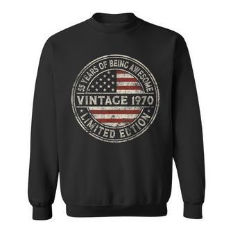 55Th Birthday Vintage 1970 Limited Edition American Flag Sweatshirt - Thegiftio UK