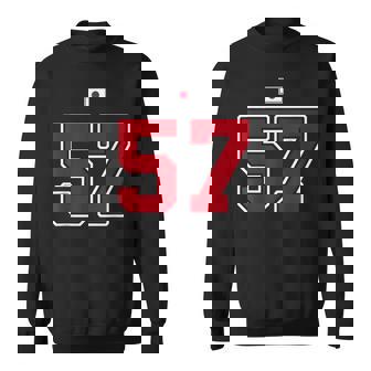 57 ナンバー カレッジスタイル ヴィンテージ 赤 白 日本国旗 スウェットシャツ - Kawaiitshirt