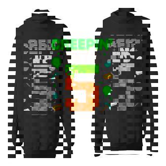 5Th Birthday Gamer Pixel Creepin’ Into 5 Video Game Party Sweatshirt - Thegiftio UK