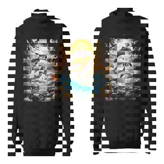 90年代イルカ、アロハ ハワイアン イルカ、カラフルなビーチ スウェットシャツ - Kawaiitshirt