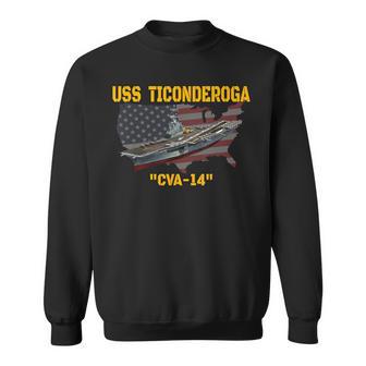 Aircraft Carrier Uss Ticonderoga Cva-14 Veterans Day Fathers Sweatshirt - Thegiftio UK
