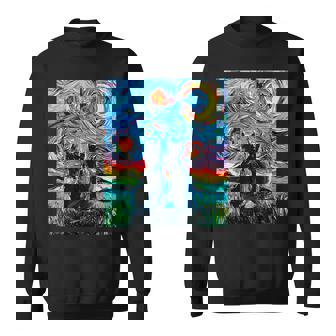 Aja 星月夜に2匹の黒猫 カラフルアート スウェットシャツ - Kawaiitshirt