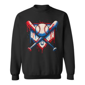 American Baseball Drip For Boys Graffiti Ball And Bat Youth Sweatshirt - Thegiftio UK