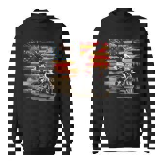 American Flag Motorcycle Usa Flag Biker Retro Sweatshirt - Thegiftio