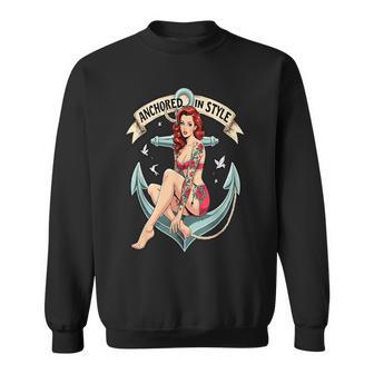 Anclado Con Estilo Pinup Retro Ancla Camisa de entrenamiento - Regaloses