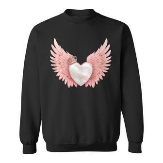 Angel Heart With Crown And Pink Wings Sweatshirt - Thegiftio UK