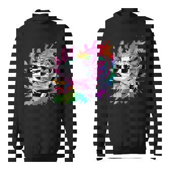 Axolotl With Sunglasses Colorful Cool Axolotl Graphic Sweatshirt - Seseable