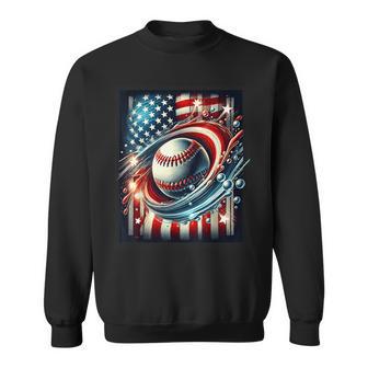 Baseball 4Th Of July Usa American Flag Patriotic Men Sweatshirt - Thegiftio UK