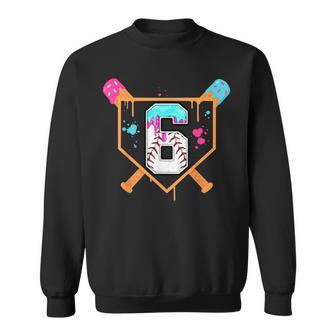 Baseball 6Th Birthday Ice Cream Drip 6 Year Old Birthday Boy Sweatshirt - Thegiftio UK