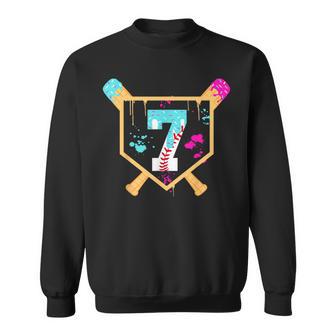Baseball 7 Year Old Ice Cream Drip 7Th Birthday Boy 7 Sweatshirt - Thegiftio UK