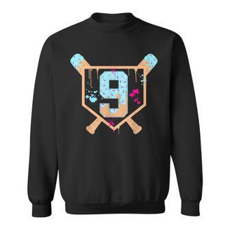 Baseball 9 Year Old Ice Cream Drip 9Th Birthday Boy Number 9 Sweatshirt - Thegiftio UK