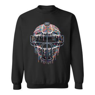 Baseball Catcher Mask Ice Cream Dripping Baseball Fan Boys Sweatshirt - Monsterry